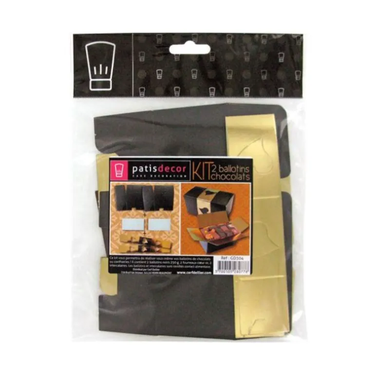 Kit Ballotin Noir / Or Patisdecor (X2)