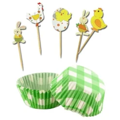 Kit Deco Cupcakes Pâques Vichy Vert