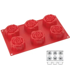 Moule Silicone 6 Roses Fleuries
