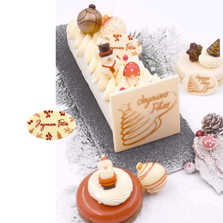 Ovales Joyeuses Fêtes Rouge Chocolat Blanc (X60)