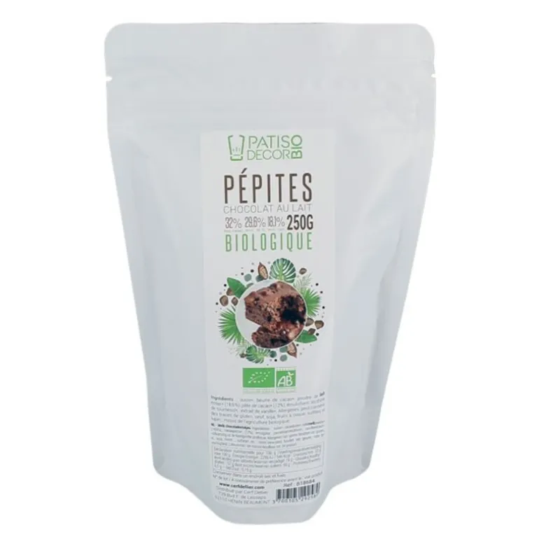 Pepites De Chocolat Au Lait Bio 32 % 250 G Patisdecor - Ddm 08/23