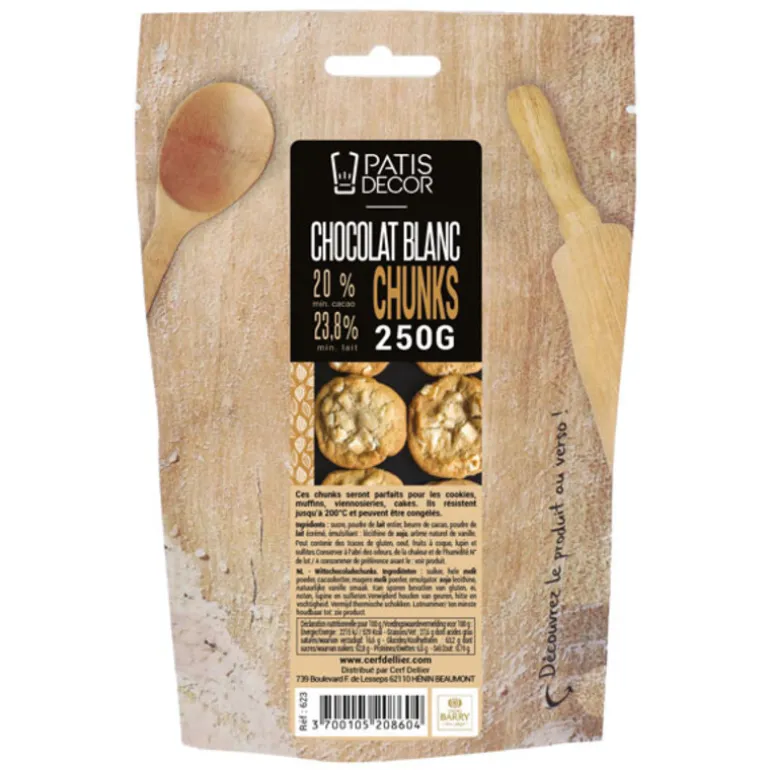 Pepites De Chocolat Blanc Chunks Barry 250 G - Patisdecor