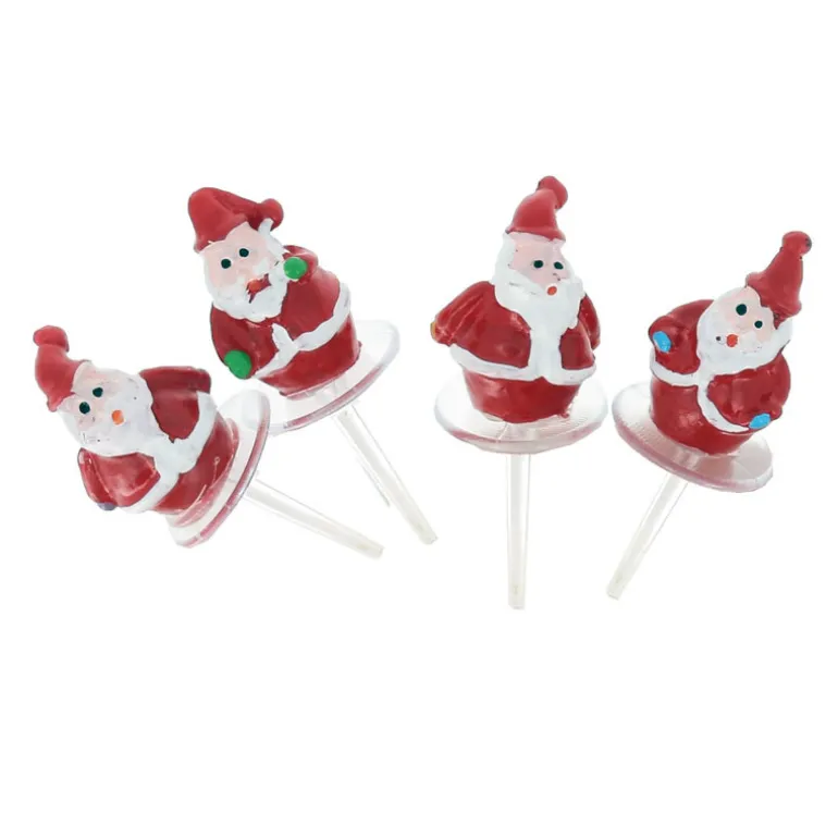 Peres Noël Ronds Résine Assortis Sur Pique (X30)