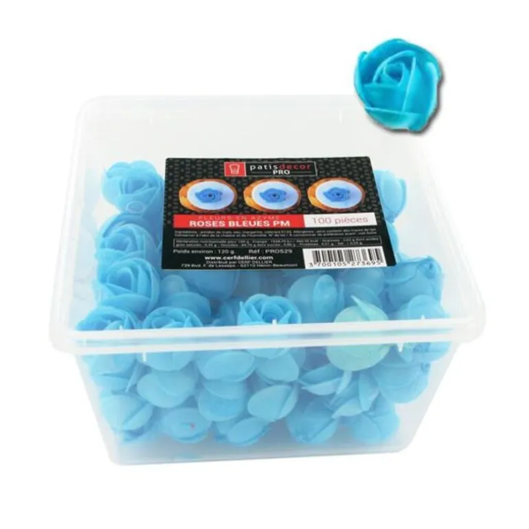 Petites Roses Bleues En Azyme Patisdecor Pro (X100)