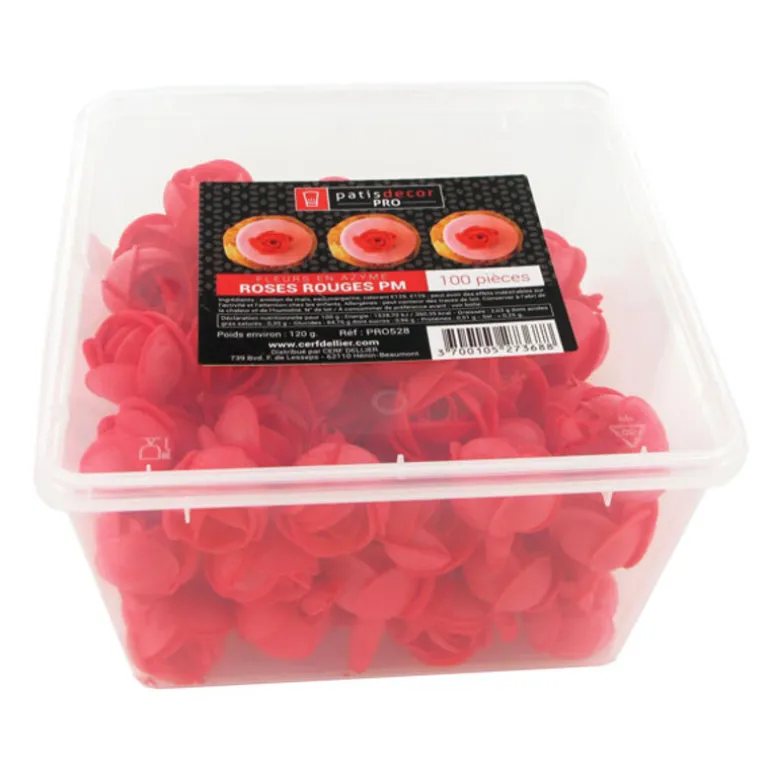 Petites Roses Rouges En Azyme Patisdecor Pro (X100)