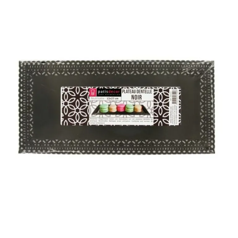 Plateau Dentelle Rectangulaire Noir Patisdecor