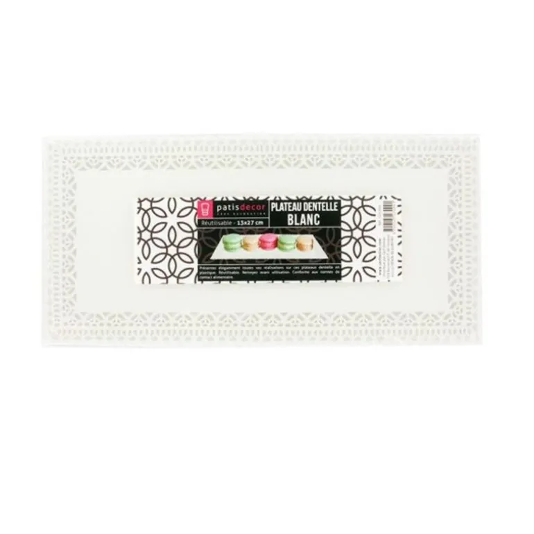 Plateau Dentelle Rectangulaire Blanc Patisdecor