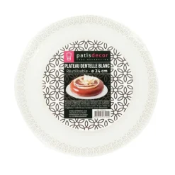 Plateau Dentelle Rond Blanc Patisdecor