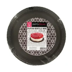 Plateau Dentelle Rond Noir Patisdecor