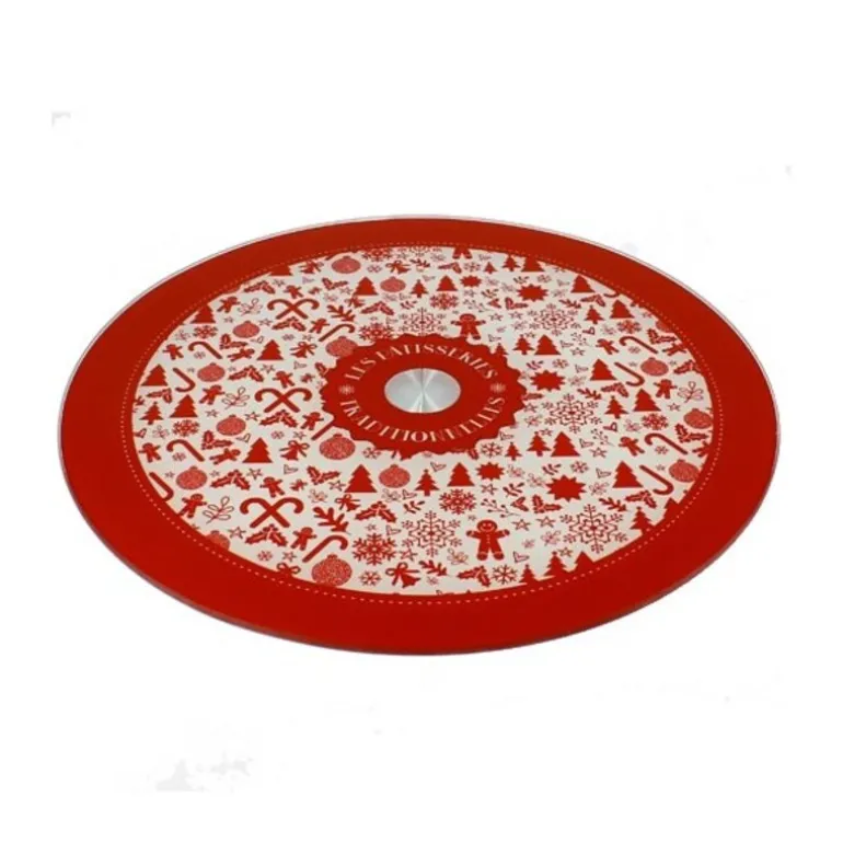 Plateau Tournant Verre Noël 28 Cm
