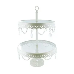 Presentoir 2 Etages Verre Broderie Diamants