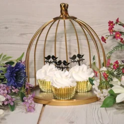 Presentoir Cage A Oiseaux Dore Patisdecor 25 Cm