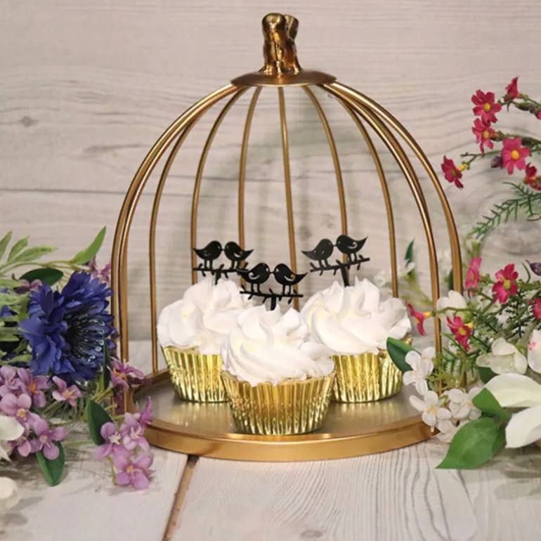 Presentoir Cage A Oiseaux Dore Patisdecor 25 Cm
