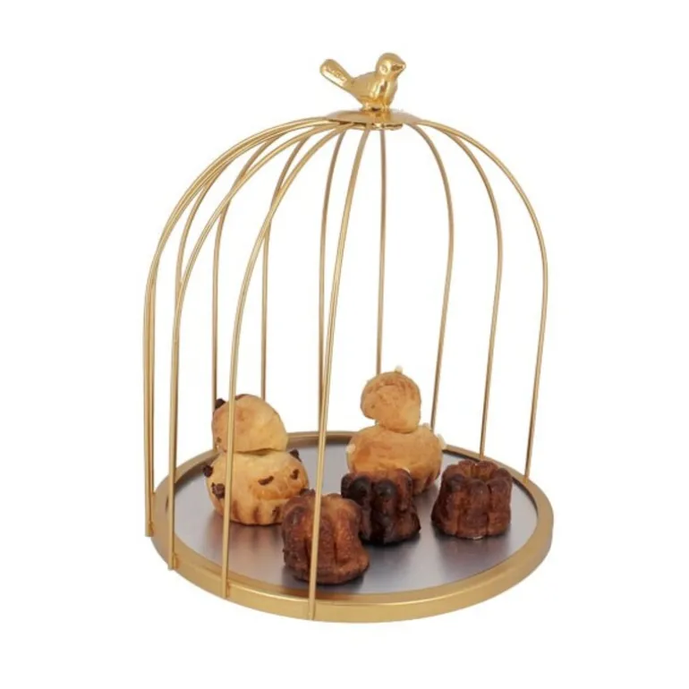 Presentoir Cage A Oiseaux Dore Patisdecor 25 Cm