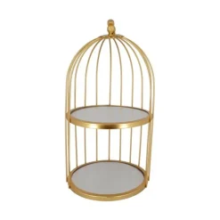 Presentoir Cage A Oiseaux Dore 2 Etages Patisdecor 20 Cm