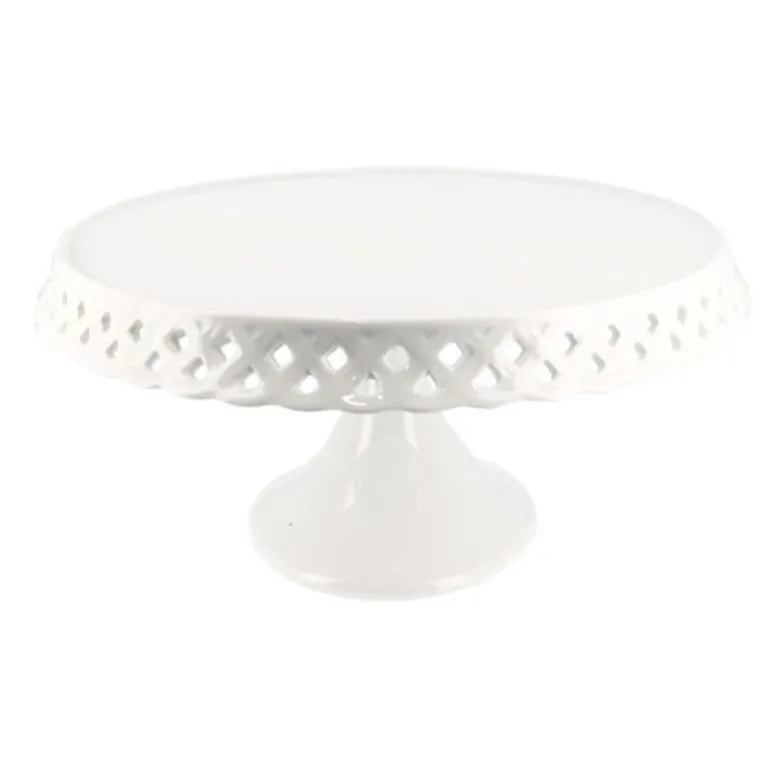 Presentoir Gateau En Ceramique Dentelle Fantaisie 25 Cm
