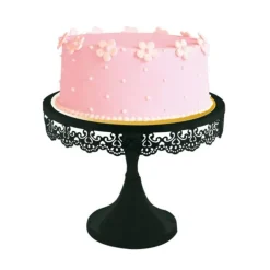 Presentoir Gateau Noir Broderie 23 Cm