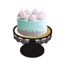 Presentoir Gateau Noir Broderie 18 Cm