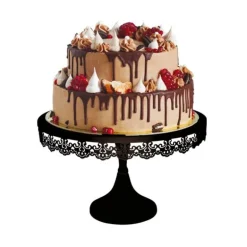 Presentoir Gateau Noir Broderie 30 Cm