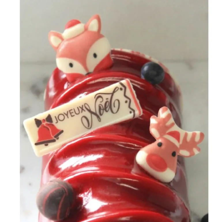 Rectangles Joyeuses Noël Rouge Assortis Chocolat Blanc (X80)