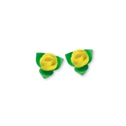 Roses Jaunes Avec Feuilles Patisdecor X10
