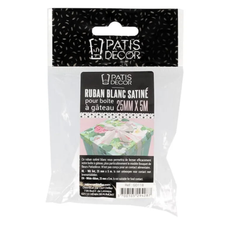 Ruban Satin Blanc Largeur 25 Mm (5 M)
