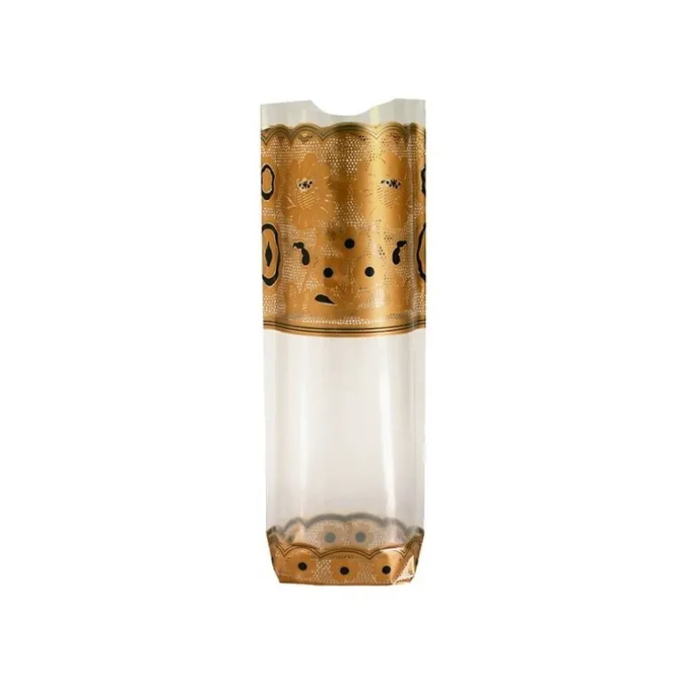 Sac Polypropylene Fond Carton Fleur Or Et Noir (X100)