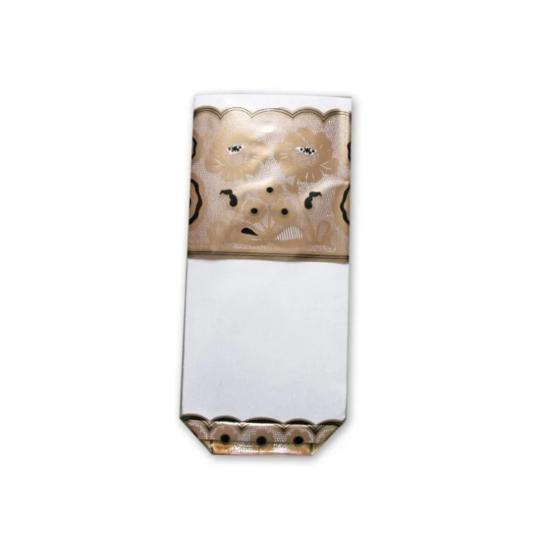 Sac Polypropylene Fond Carton Fleur Or Et Noir (X100)