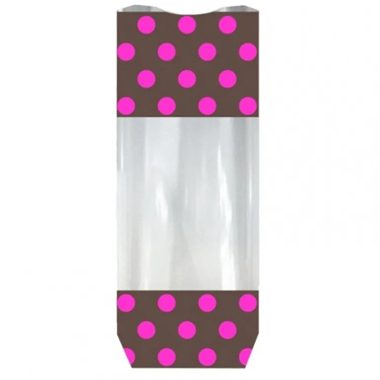 Sachet Chocolat Pois Roses Fond Carton (X100)