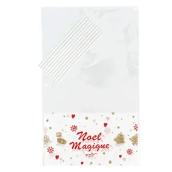 Sachets Bonbons Noël Magique + Liens 14 X 23 Cm (X10)