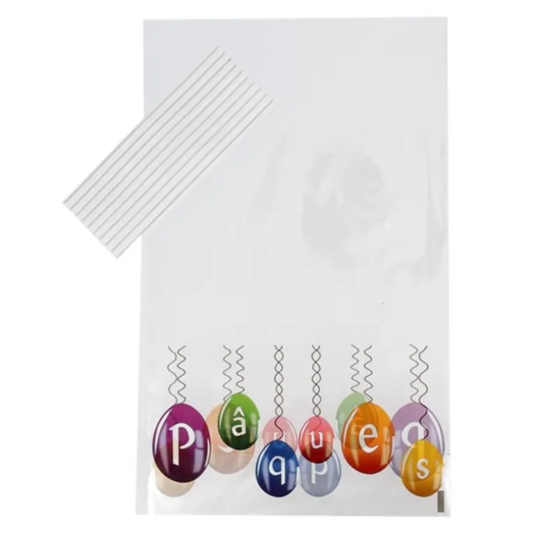 Sachets Bonbons Oeufs Pâques + Liens 14 X 23 Cm (X10)