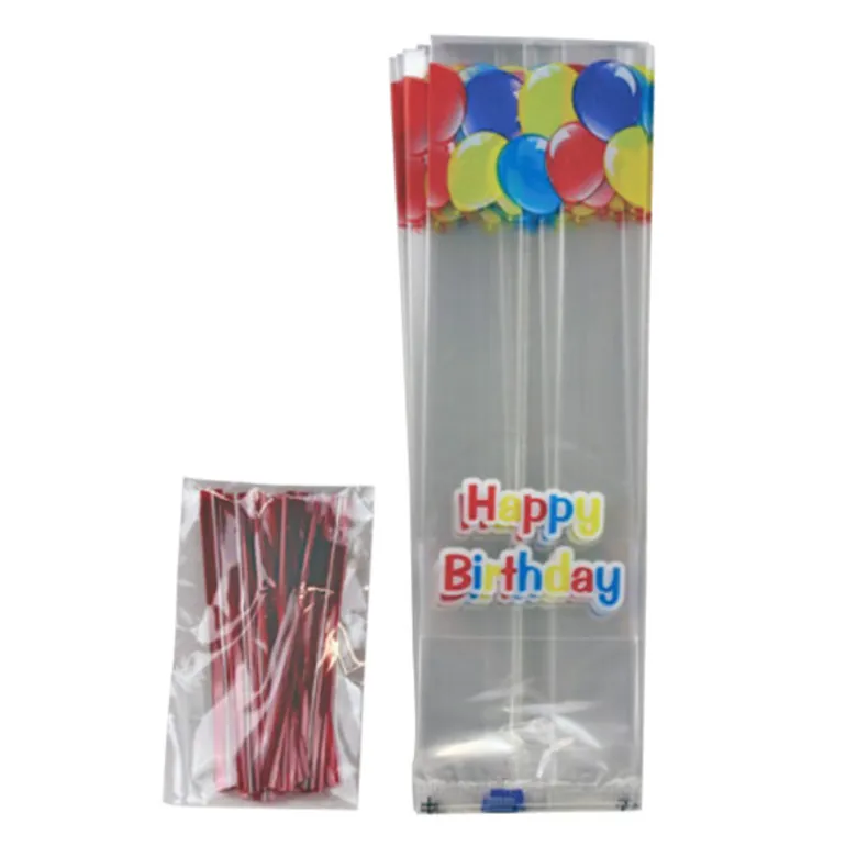Sachets Happy Birthday Fond Plat + Liens (X25)