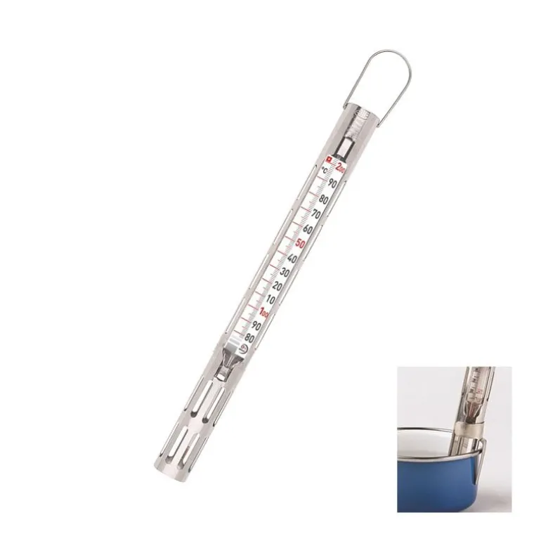 Thermomètre Confiseur Gaine Inox +80 +200C Avec Crochet