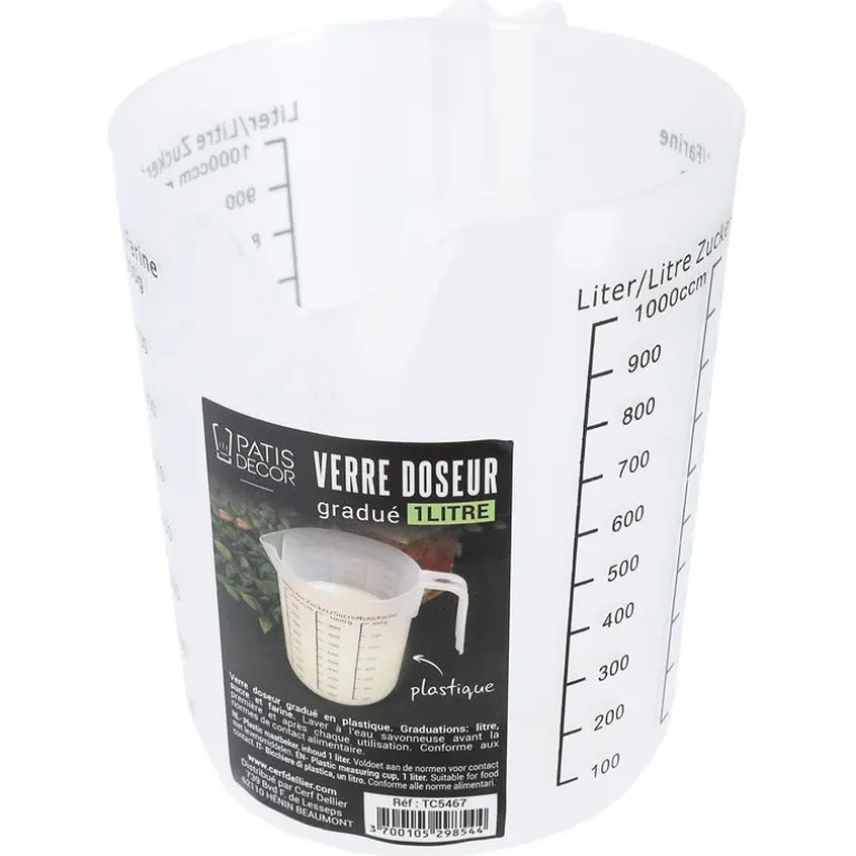 Verre Doseur Gradue Plastique 1 L